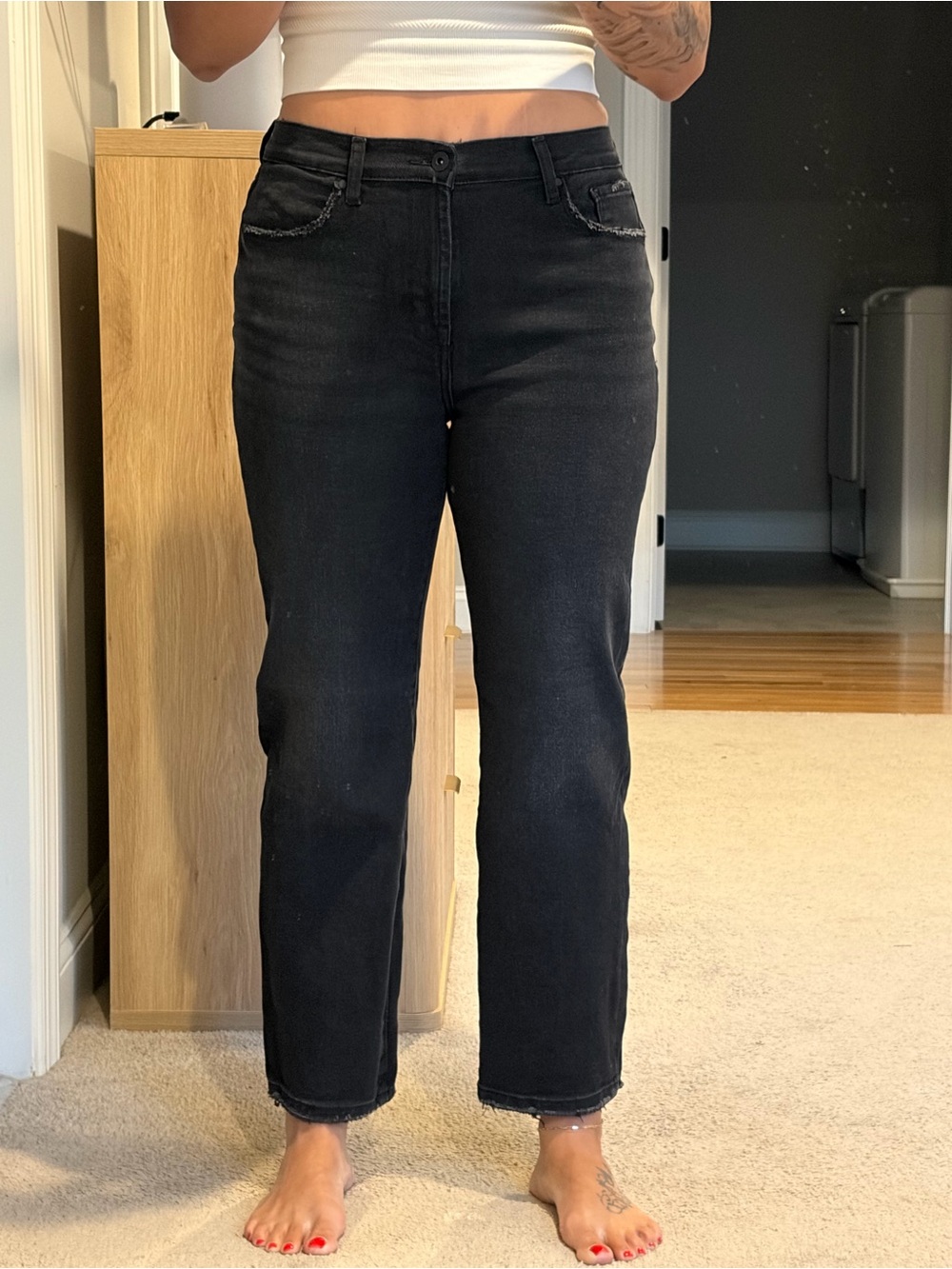 Kensie Black High-Rise Straight Leg Jeans